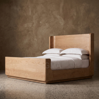 Cadre de lit en bois de chêne taille King, lit plateforme en bois massif avec lattes en bois, lit en bois naturel artisanal pour chambre à coucher, maison, hôtel