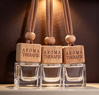 Expédition rapide, haute qualité, vente en gros, flacon vide carré en verre de 8 ml pour diffuseur de parfum de voiture avec bouchon en bois