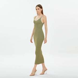 2024 personnalisé de haute qualité décontracté femmes coton tricoté sans manches <span class=keywords><strong>jupon</strong></span> Midi longueur mince longue <span class=keywords><strong>robe</strong></span> - Product Image 4