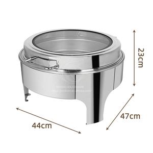 Chafing Dish Redondo de Acero Inoxidable Hidráulico en Color Blanco con Capacidad de 6L y Calentamiento con Alcohol para Suministros de Hoteles y Restaurantes - Product Image 2