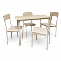 Ensemble de table à manger 4 pièces en chêne clair, table à manger et chaises rembourrées, cadre en métal beige, meubles de salle à manger minimalistes pour la maison