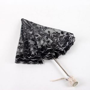 Parasol rétro doré en tissu Lolita avec revêtement noir, style européen, pour mariée, mariage, avec dentelle florale - Product Image 3