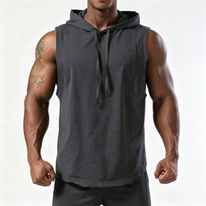 Débardeur de sport respirant à capuche pour <span class=keywords><strong>homme</strong></span>, gilet de sport décontracté sans manches, haut léger à séchage rapide pour l'entraînement et le <span class=keywords><strong>jogging</strong></span> - Product Image 1