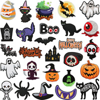 Patchs brodés Halloween : Fantôme, Chauve-souris, Hibou, Arbre mort – Badges effrayants thermocollants pour les fêtes, appliques en tissu à coudre