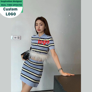 Prix d'usine Ensembles pour femmes Chemises et jupes amincissantes Imprimé rayé Ensembles de mode pour femmes Printemps 2025 - Product Image 1
