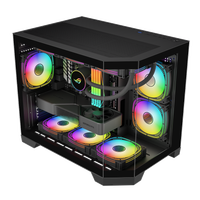 Mini tour en acier de 0,5 mm, 3 pièces, boîtier de jeu en verre, prend en charge le refroidisseur liquide 360, panneau LCD