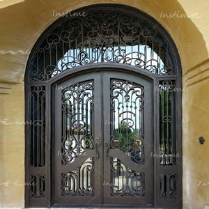 Porte <span class=keywords><strong>en</strong></span> fer forgé de conception nouvelle, prix combiné Instime, porte principale <span class=keywords><strong>en</strong></span> métal, porte extérieure double, porte <span class=keywords><strong>en</strong></span> fer forgé pour la maison - Product Image 5
