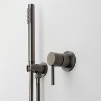 Ensemble de douche encastré gris anthracite HONGDEC avec mitigeur monocommande, douchette longue et flexible, système de douche encastré pour salle de bain