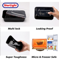 Boîte à bento en plastique PP jetable, transparente, utilisable au micro-ondes, empilable, pour la préparation des repas et le transport des aliments
