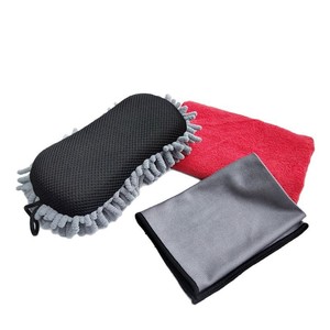 Kit de Limpieza para Auto de 3 Piezas: Esponja Chenille en Forma de Ocho de 28x10x4cm, Paño de Microfibra de 40x40cm, Toalla para Vidrios de 35x35cm - Product Image 2