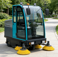 Balayeuse de voirie électrique compacte et mini avec moteur, pompe de nettoyage à entraînement par engrenages, 6 heures de fonctionnement continu, réservoir d'eau et de déchets