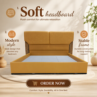Lit double en bois massif de luxe moderne avec tête de lit en cuir, taille King, pour appartement, hôtel et villa