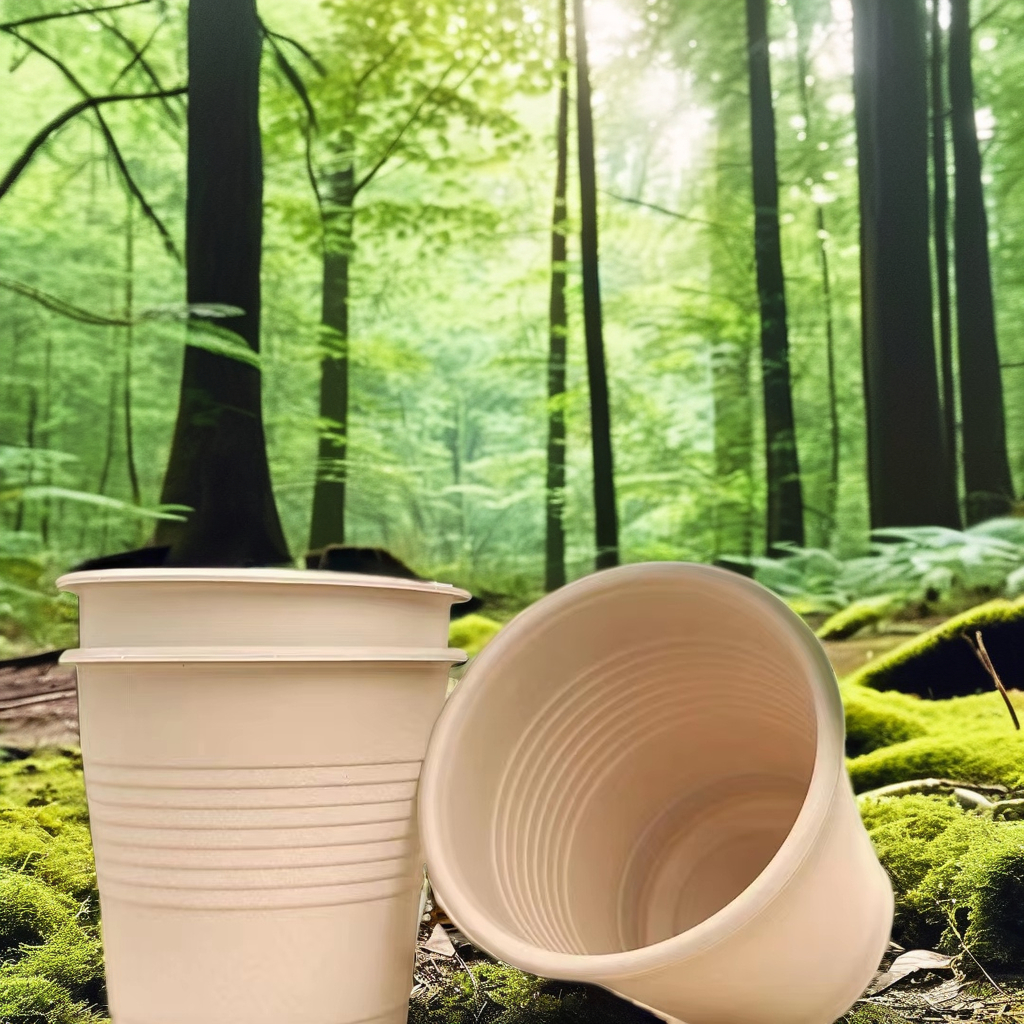 Disposable, Eco-friendly, Biodegradable Bamboo Powder Bio-based Paper Cups for Hot Coffee Drinks