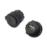 Adaptor Data USB 2.0 Paduan Tembaga Bulat 9P Tahan Air IP68 dengan Konektor Audio