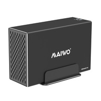 MAIWO Box Esterno per Disco Rigido in Lega di Alluminio da 3,5 Pollici SATA, Cabinet Array a Doppio Disco con 4 Modalità RAID, Controllo Temperatura e Ventola di Raffreddamento