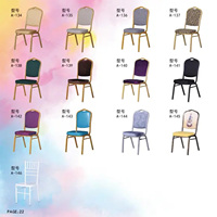 Chaises de banquet bleues pour événements, chaises rembourrées pour le dos et l'assise pour hôtel, centre commercial, mariage