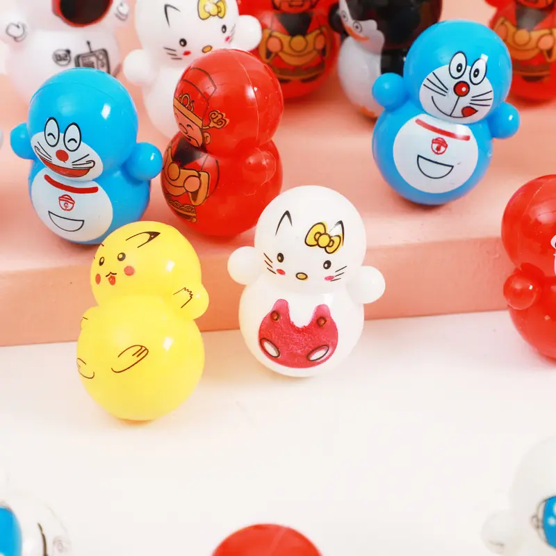Sıcak satış sevimli Mini hayvan karton komik plastik Tumbler oyuncaklar çocuklar için