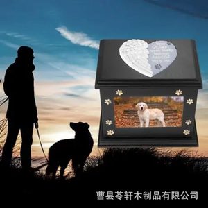 Wooden pet <b>urn</b> with photo frame, pet coffin box, <b>cat</b> and dog funeral supplies, pet <b>urn</b> memorial box - Product Image 3