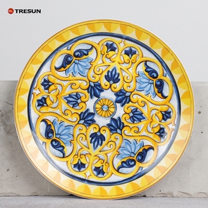 <span class=keywords><strong>Assiette</strong></span> en porcelaine peu profonde de style marocain de haute qualité, ronde, nordique, occidentale, fabriquée en Chine, sur mesure pour les restaurants - Product Image 2