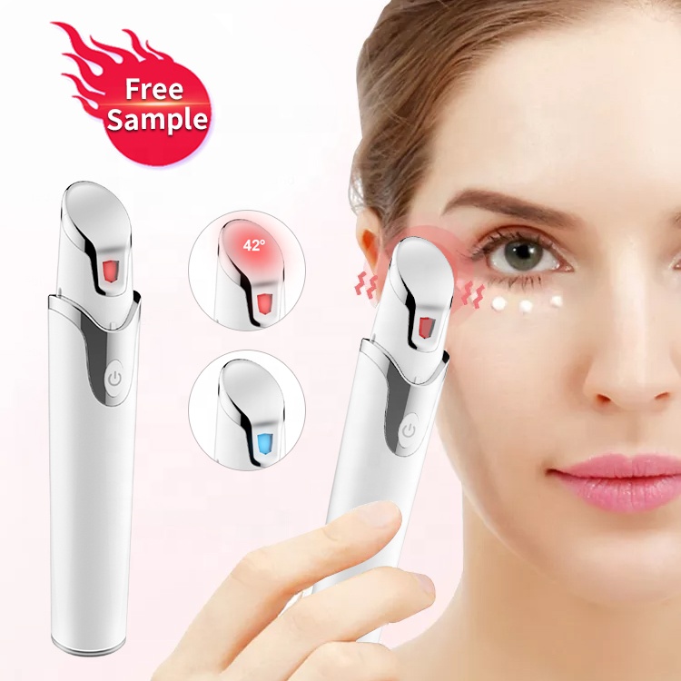 Top Mode Multifunctionele Led Blauw Kleur Intelligente Eye Care Rf Massager Pen Verwarming Anti-Rimpel Eye Massage Wand