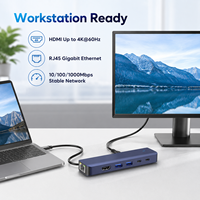 Hub USB C 7 en 1 con Gigabit Ethernet RJ45, HDMI 4K 60Hz, PD de 100W, Estación de Acoplamiento Tipo C, Adaptador Multipuerto de Aluminio para MacBook