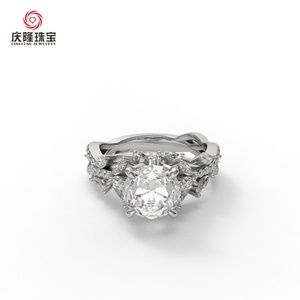 แหวนเพชรเพาะเลี้ยง 1.5 กะรัต D VVS แบบสั่งทำพิเศษ ทองคำขาว 14K 18K ทรงกลม ประดับเพชรทรงมาร์คีส์ด้านข้าง แหวนหมั้นสำหรับผู้หญิง - Product Image 6