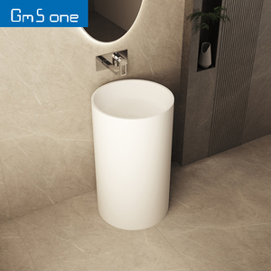 Lavabo moderne autoportant <span class=keywords><strong>à</strong></span> surface solide, durable, écologique, finition mate, facile <span class=keywords><strong>à</strong></span> nettoyer, béton poli, drain étanche - Product Image 3