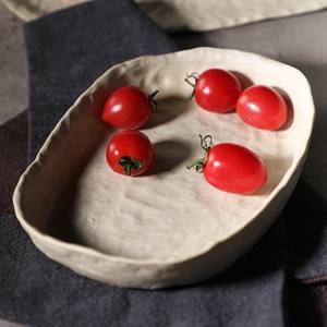 Düzensiz el yapımı fildişi doğal ince taş plaka porselen japon yemek takımı seti - Product Image 5