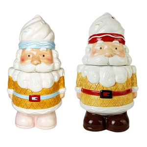 Muestra <span class=keywords><strong>gratis</strong></span> al por mayor logotipo personalizado de cerámica de Navidad 3D pintado a mano bote de cerámica galleta tarro de almacenamiento de alimentos con tapa - Product Image 6