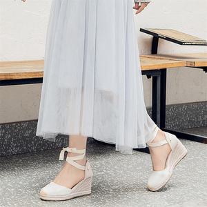 <span class=keywords><strong>Espadrilles</strong></span> <span class=keywords><strong>compensées</strong></span> minimalistes à bout fermé pour femme, avec semelle plateforme <span class=keywords><strong>chic</strong></span> en jute naturel, antidérapantes, pour les vacances - Product Image 3