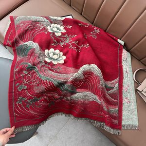 Nuevo Otoño Invierno Retro estilo chino Jacquard Faux Cachemira cuello calentador mujer estilo antiguo Guochao cálido chal grande bufanda - Product Image 2