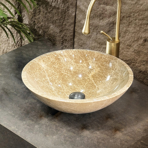 Lavabo rond en marbre Light Emperador poli <span class=keywords><strong>pour</strong></span> salle de bain, idéal <span class=keywords><strong>pour</strong></span> hôtel, villa, maison, cuisine et décoration de crédence. - Product Image 1