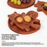 Assiette de service en bois créative en forme d'animal de dessin animé pour dîner, collations, desserts, fruits et café