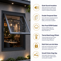 Jendela Ventilasi JUNYAO Hemat Energi Kaca Low-E Kunci Multi-Point CE AS2047 NFRC Bistro Kedap Suara Dapur Villa