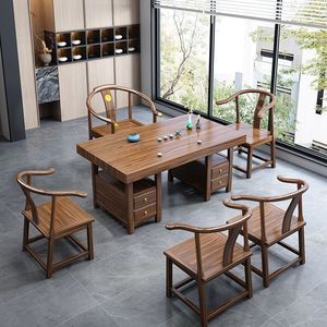 Ensemble table et chaises en bois massif, 4 pièces, durable, avec rangement, pour la maison, le bureau, et la pratique du thé Kung Fu chinois - Product Image 2