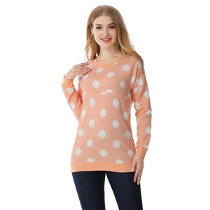 Áo Hoodie Cho Bà Bầu Áo Nỉ Cho Con Bú Quần Áo Cho Con Bú Cổ Tròn 100% Cotton S-4XL Đo Lường Mùa Đông Mỹ Dày - Product Image 6