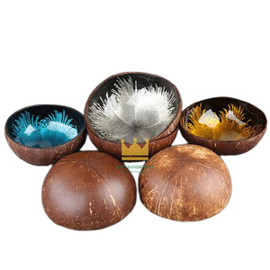 Artist Painted <b>Coconut</b> <b>Shell</b> Bowls with Lacquer Interior Durable Natural Serving Bowls for Cereal Snacks and Healthy Dining - Product Image 6