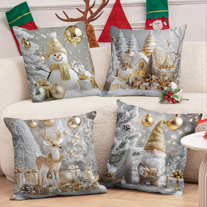 Housses de coussin personnalisées de Noël en 100 % polyester – Douces et polyvalentes pour la maison, l'extérieur et l'hôtel, avec fermeture éclair moderne - Product Image 1