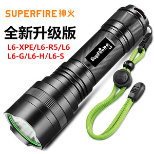 Superfire L6 <b>Led</b> <b>Flashlight</b> Rechargeable Aluminum Alloy Body With Green Strap For Outdoor Use - Product Image 1