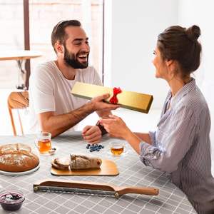 <span class=keywords><strong>Cuchillo</strong></span> para pan Diseño de arco Fácil de cortar incluso <span class=keywords><strong>Cuchillo</strong></span> rebanadas de pan de madera Utensilio de cocina de madera maciza Herramienta para hornear - Product Image 2