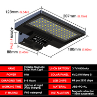 Nouvelle lampe de travail solaire portable magnétique pour jardin, étanche IP65, LED, batterie Li-ion, haute luminosité, capteur de mouvement