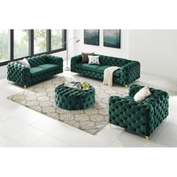 Sofá Chesterfield Moderno de Acero Inoxidable, Sofá Seccional Tapizado en Terciopelo, Sofás para Sala de Estar, Hogar y Hotel