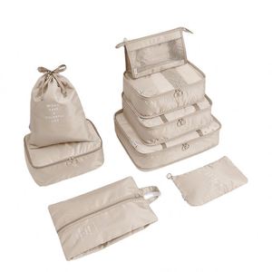 8 PCS Lightweight Waterproof Foldable Mesh Packing Cubes <b>Suitcase</b> Organizer Functional Travel Luggage <b>Storage</b> Bags - Product Image 1