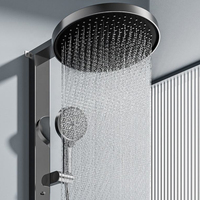 Ensemble de douche thermostatique numérique LED HLK de luxe en laiton avec robinet à valve en céramique, effet pluie et cascade, pour salle de bain d'hôtel