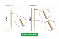 Vente en gros d'usine, cure-dents en bambou biodégradables et écologiques à double pointe, aromatisés à la menthe, 6,5 cm, OEM ODM