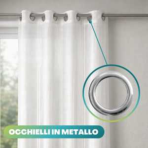Tenda Semitrasparente da Interno 140x280cm Bianca con Occhielli in Metallo per Finestre - Product Image 5