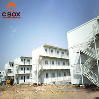 Cbox Grande structure modulaire complexe, conteneur multi-module à assemblage en rangée, pour dortoir à 3 étages et salle de réunion