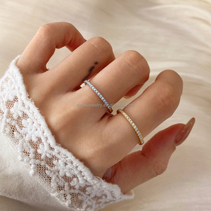 Anillo Apilable de Piedras Preciosas Clásicas de Alta Calidad, Chapado en Oro de 18K, Chapado en Rodio, Anillos de Dedo para Mujer - Product Image 3