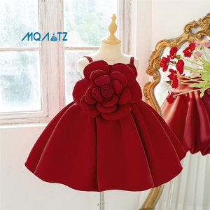Abito da festa MQATZ per bambine, <span class=keywords><strong>costume</strong></span> alla moda con grande decorazione floreale in raso. - Product Image 2
