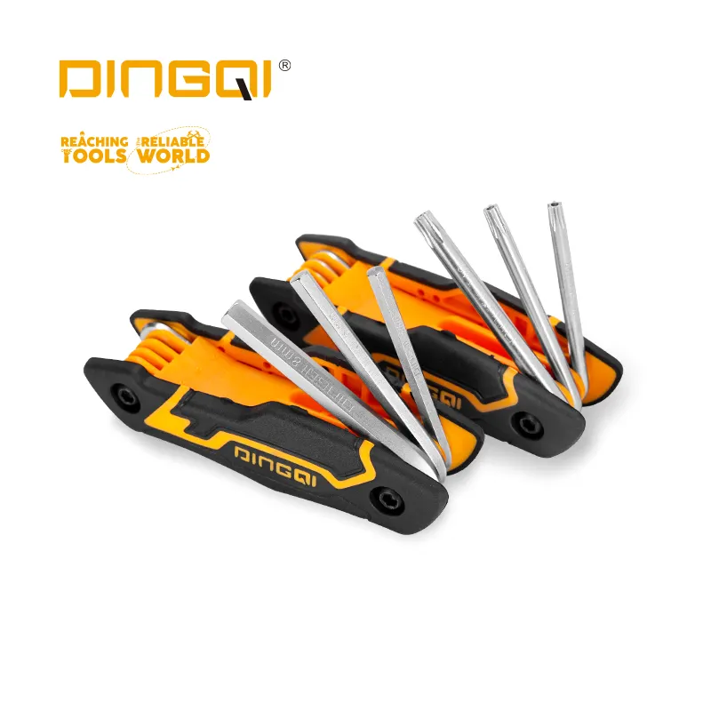 2020 DingQi เครื่องมือช่างสไตล์ใหม่,ประแจหกเหลี่ยมและท็อกซ์8ชิ้นชุดกุญแจ Torx แบบพับได้